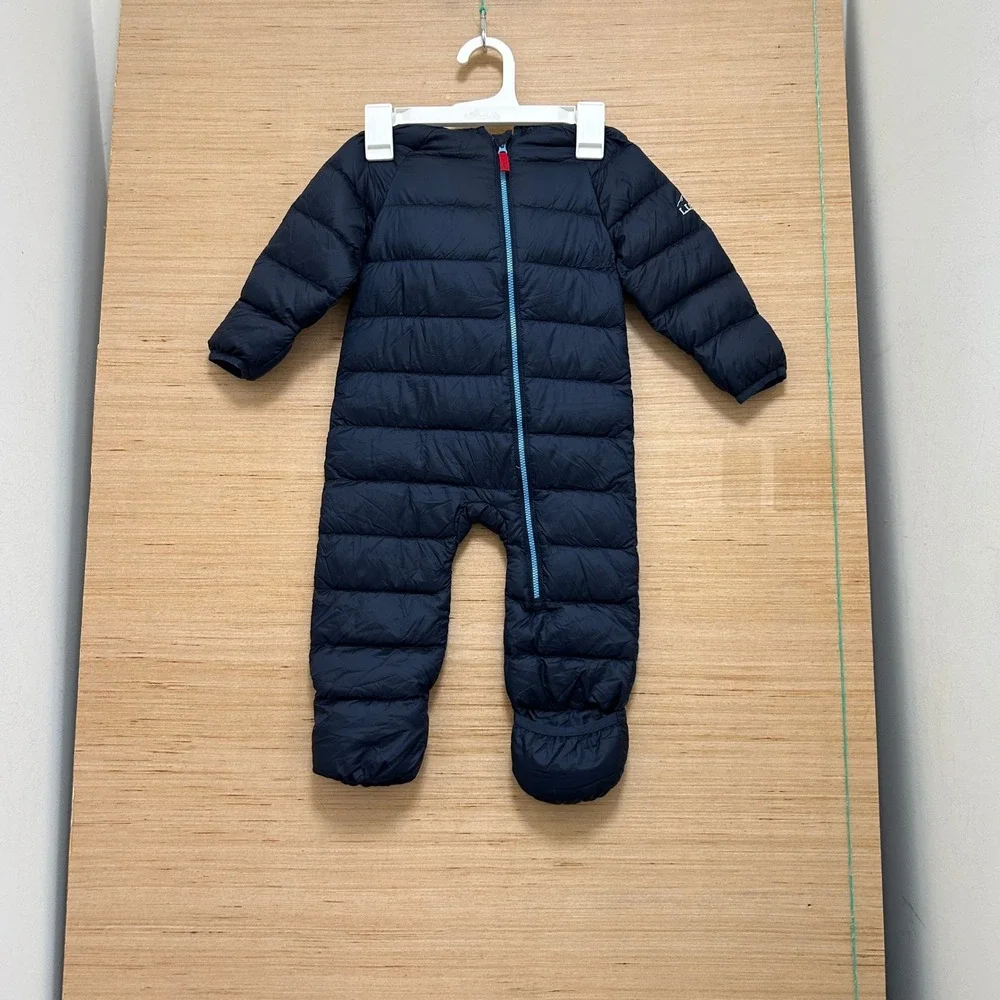LL Bean Ultralight 650 Down Bunting Navy Blue Infant 6-12M Snowsuit Hooded